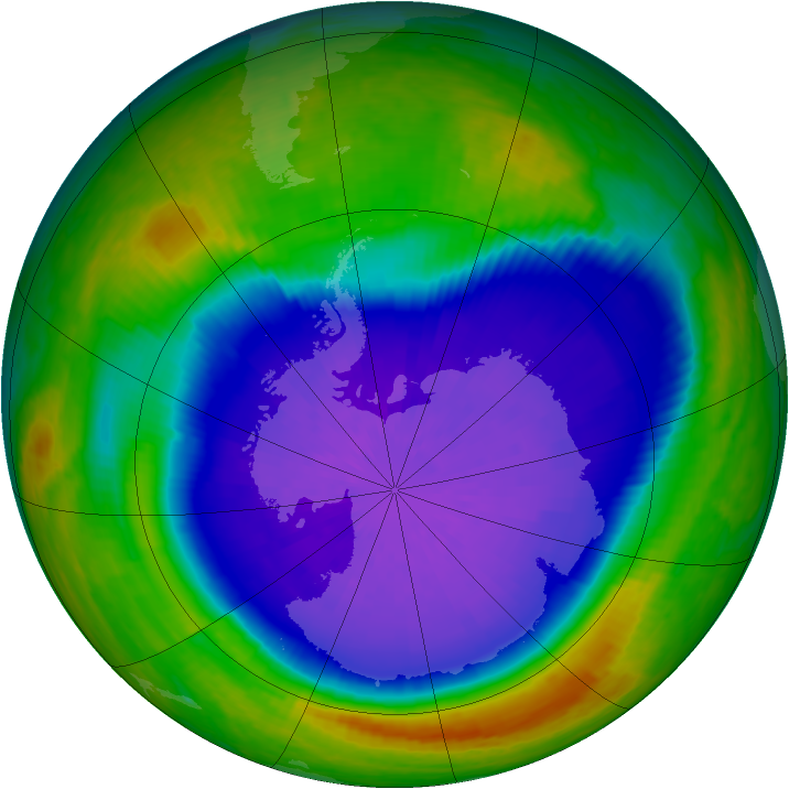 Antarctic ozone map for 26 September 2001